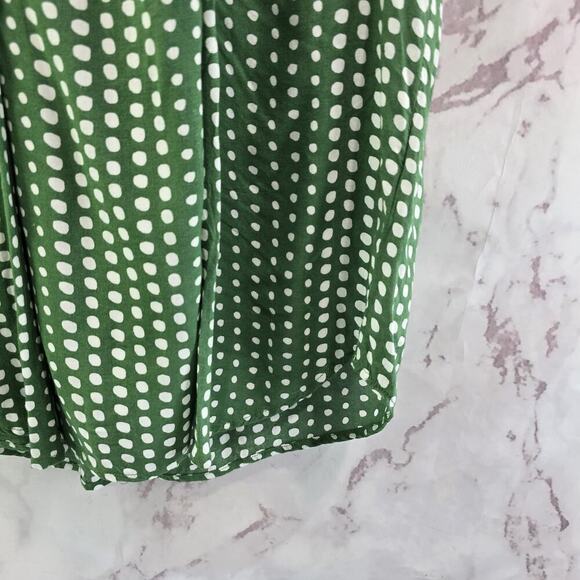 Anthropologie Top Womens XS Green White Tank Polka Dot Blouse Notch Popover - Picture 4 of 9